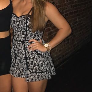 Black and white strapless romper